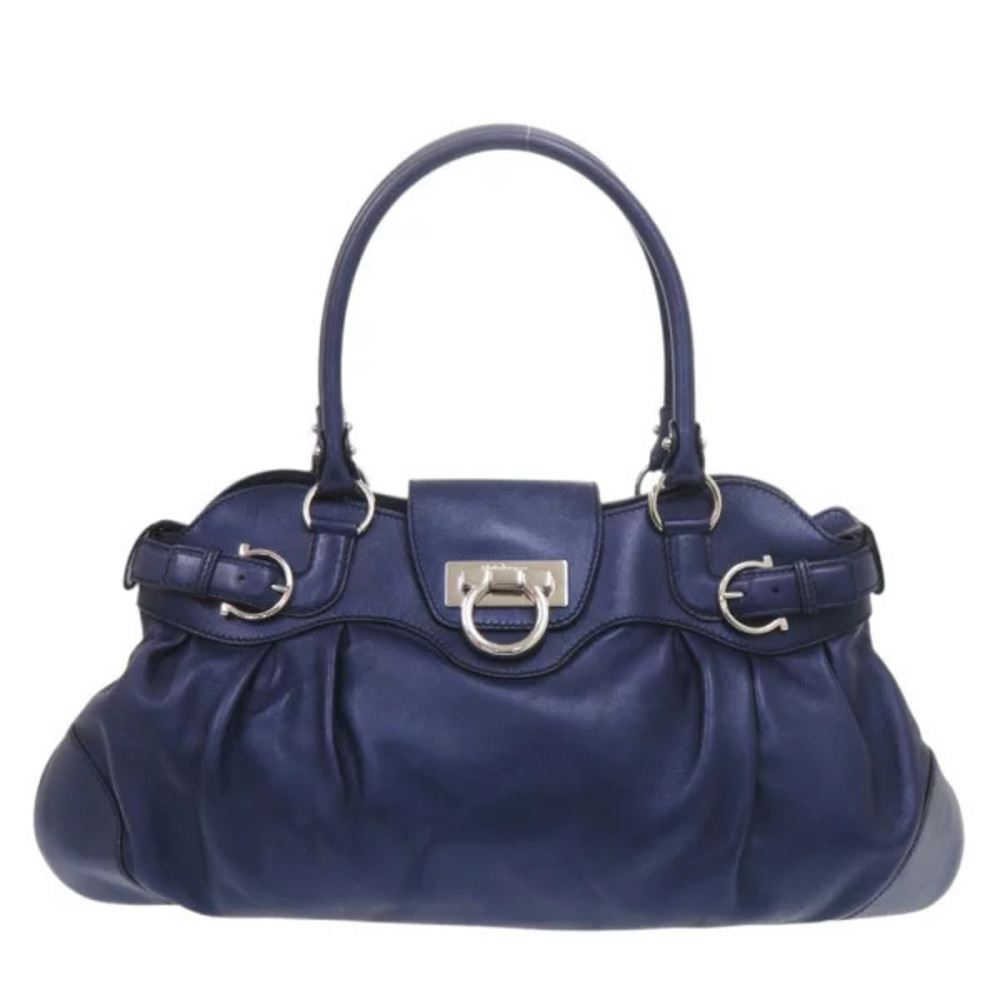 Salvatore Ferragamo Gancini Marissa Leather Blue Handbag